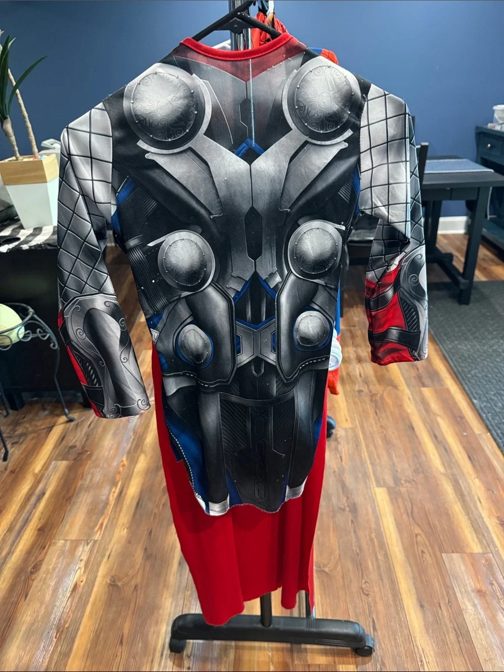 Kids Thor Superhero Costume with Armor Print and Red Cape and pants